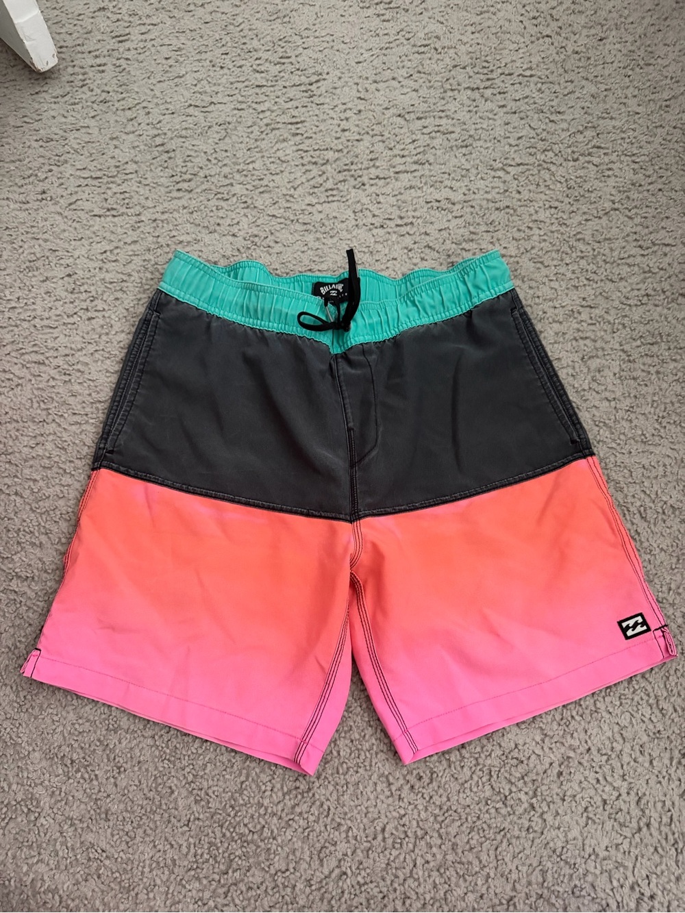 Billabong Teal and Gray Recycled Swim Shorts